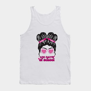 100 Days of School Messy BunPink Tank Top